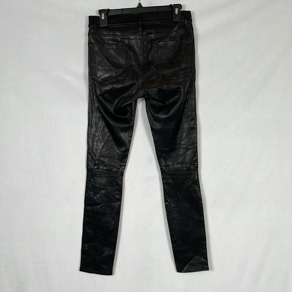 Frame 100% Leather Le Skinny de Jeanne Jeans Size 27 Black Luxury Jeans - Picture 3 of 14